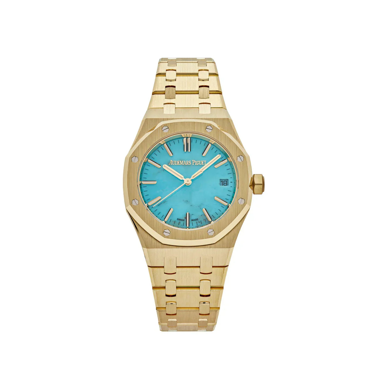 Royal Oak Selfwinding 15550BA.OO.1356BA.01 Yellow Gold Blue Turquoise Dial