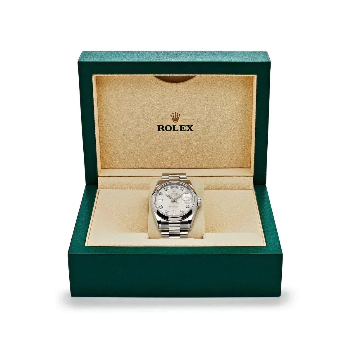 Day-Date 118206 Platinum Silver Diamond Dial (2022)