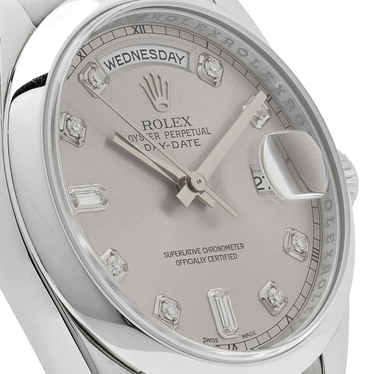 Day-Date 118206 Platinum Silver Diamond Dial (2022)