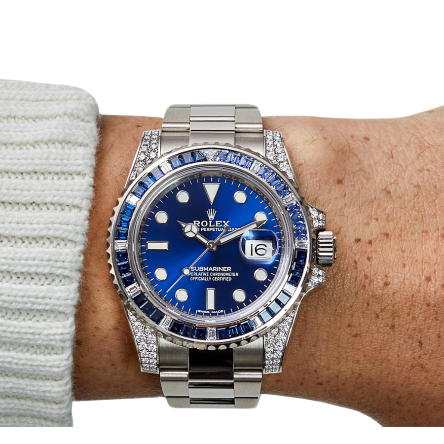 Submariner blue dial sapphire diamond bezel 40mm