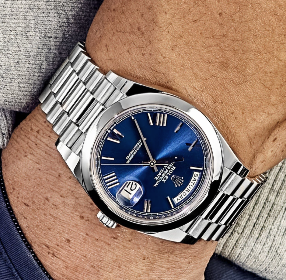 Day-date platinum blue dial 40mm