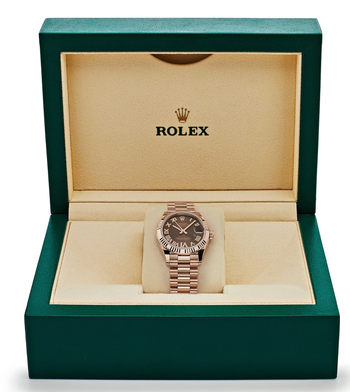 Date just ladies rose gold diamond chocolate dial 31mm