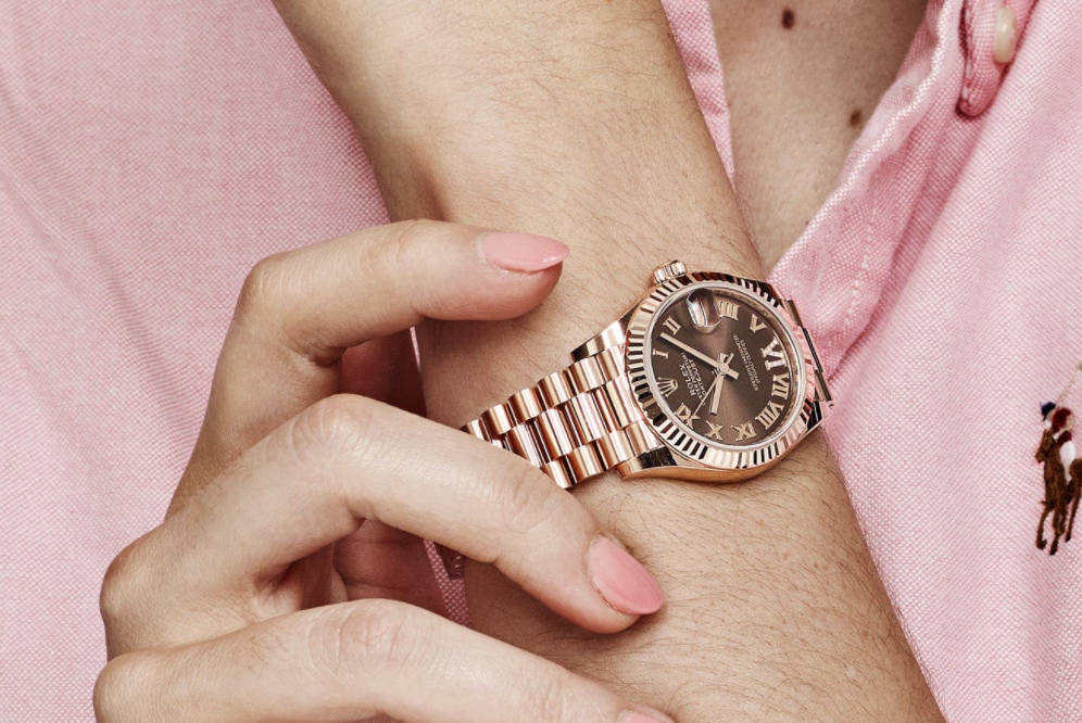 Date just ladies rose gold diamond chocolate dial 31mm