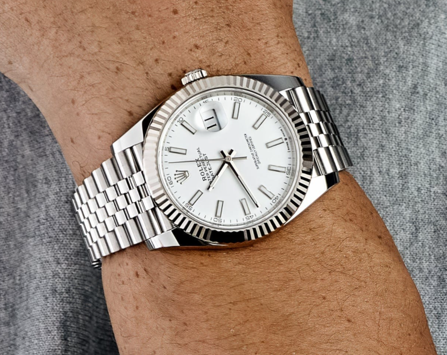 Date just steel white dial 41mm