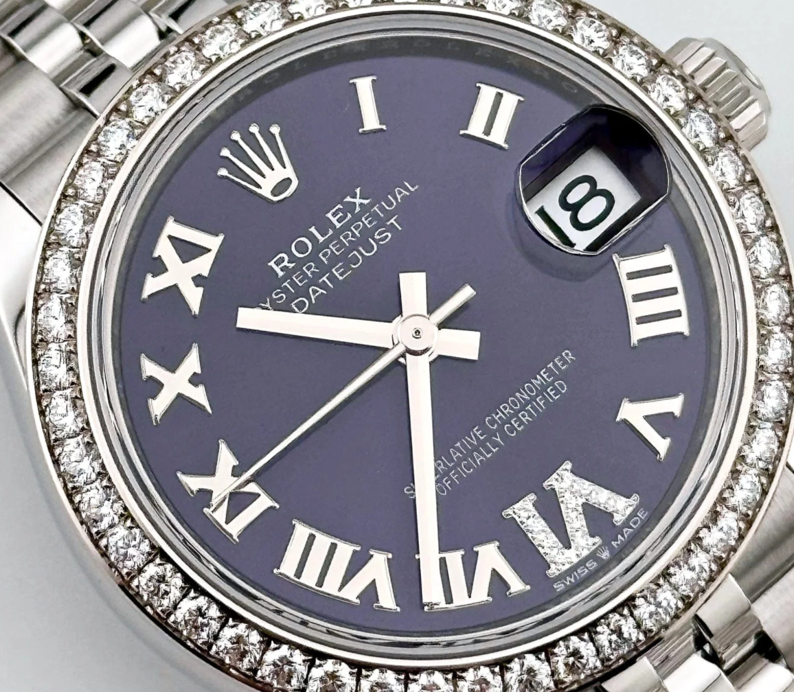 Date just ladies violet roman dial 31mm