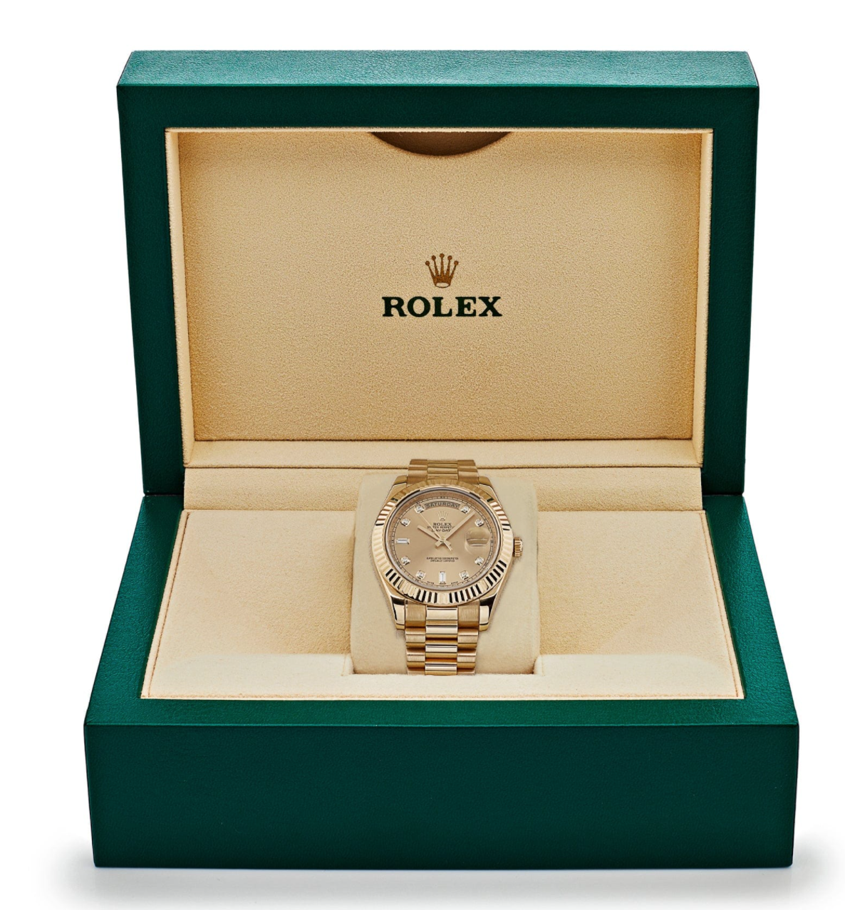 Day-date yellow gold champagne diamond dial 41mm