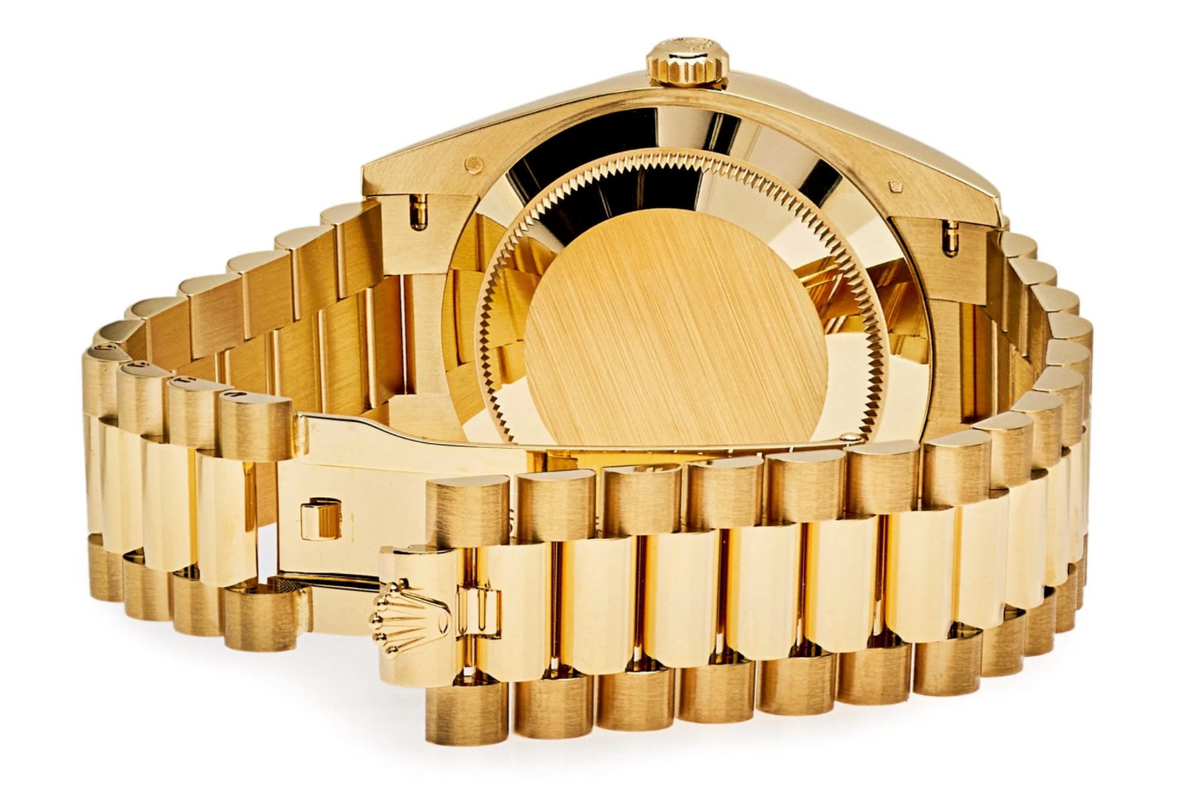 Day-date yellow gold black diagonal dial 40mm