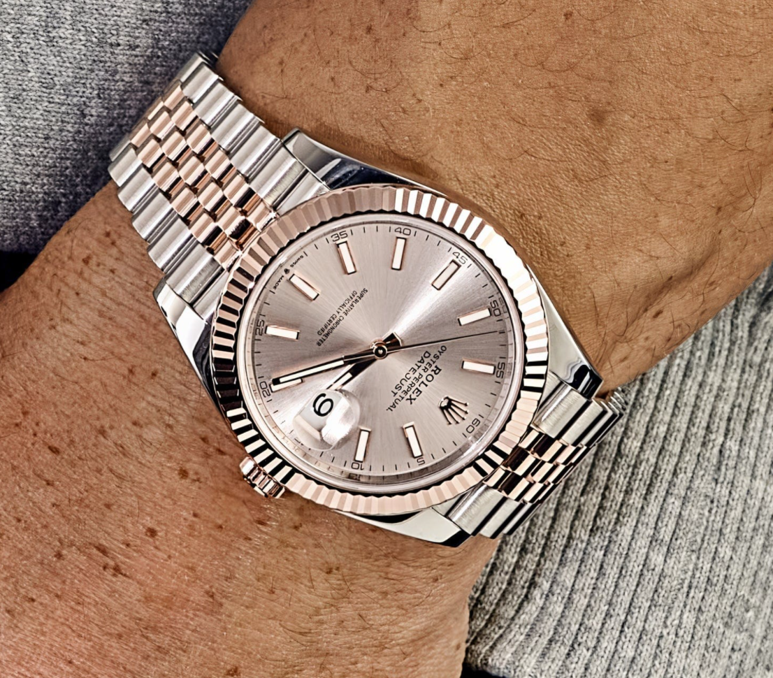 Date just rose gold sundust dial 41mm