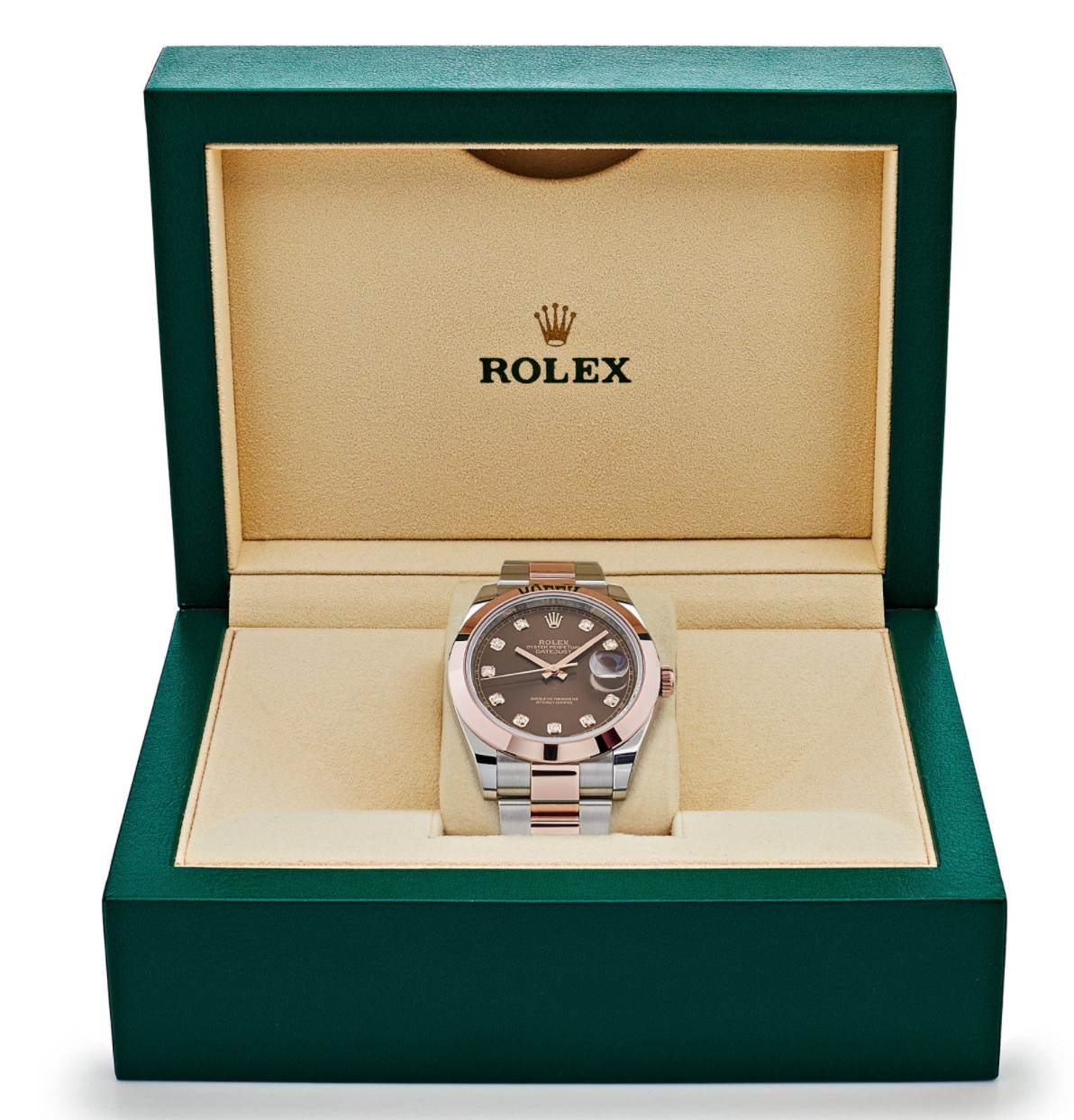 Date just rose gold chocolate diamond dial 41mm