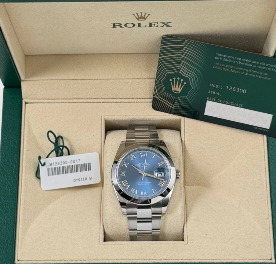 Date just steel blue roman dial oyster 41mm
