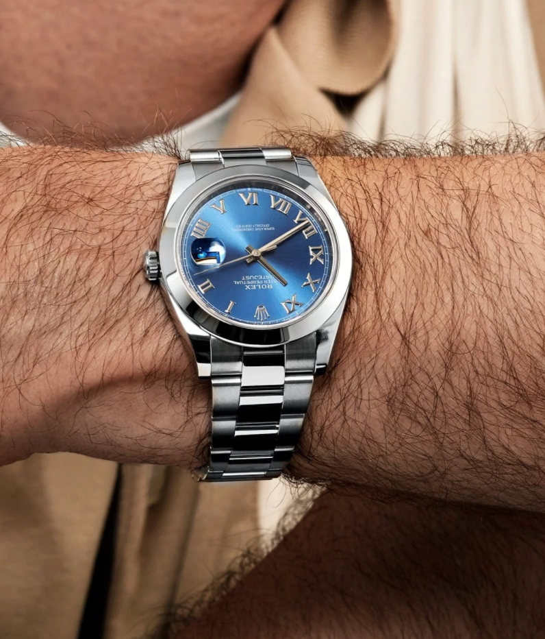 Date just steel blue roman dial oyster 41mm