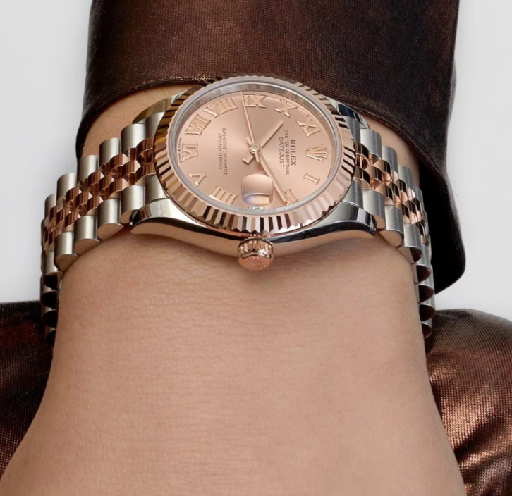 Date just ladies rose roman pink dial 31mm