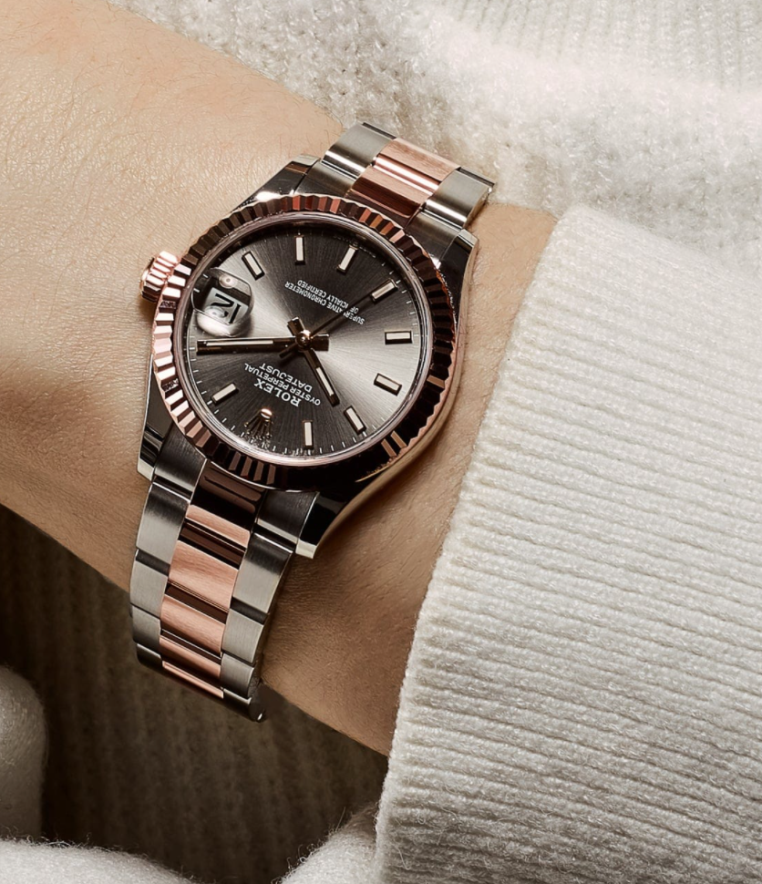 Date just ladies rose gold slate dial 31mm