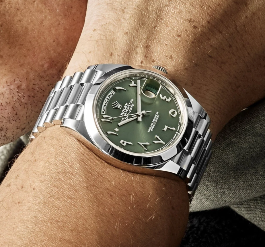 Day-date olive green arabic dial 40mm
