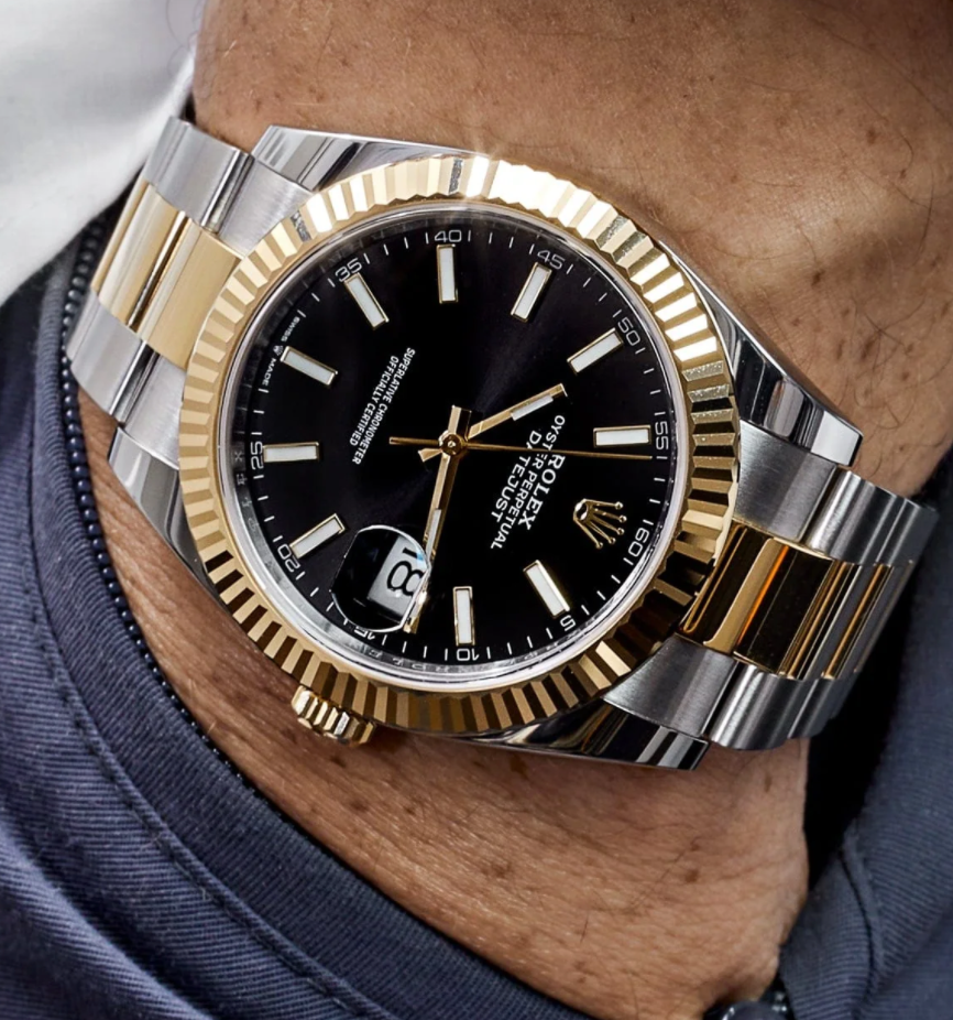Date just yellow gold black dial 41mm