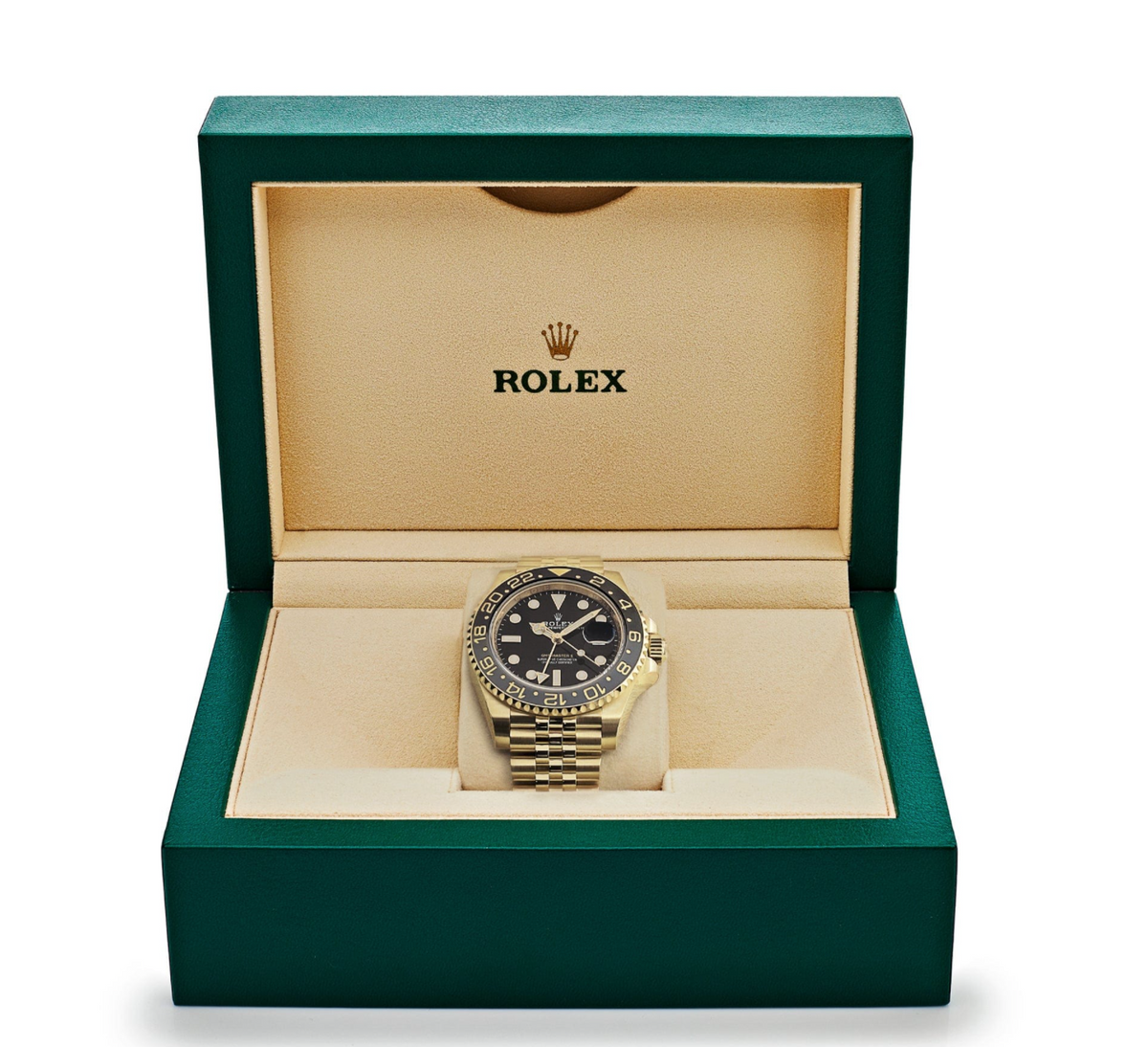 Gmt-master ii yellow gold black dial 40mm