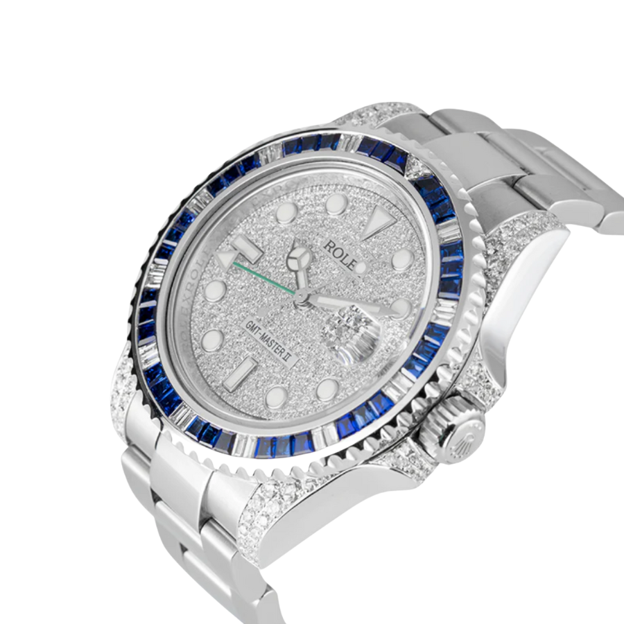 Gmt-master ii custom bezel diamond pave dial 40mm