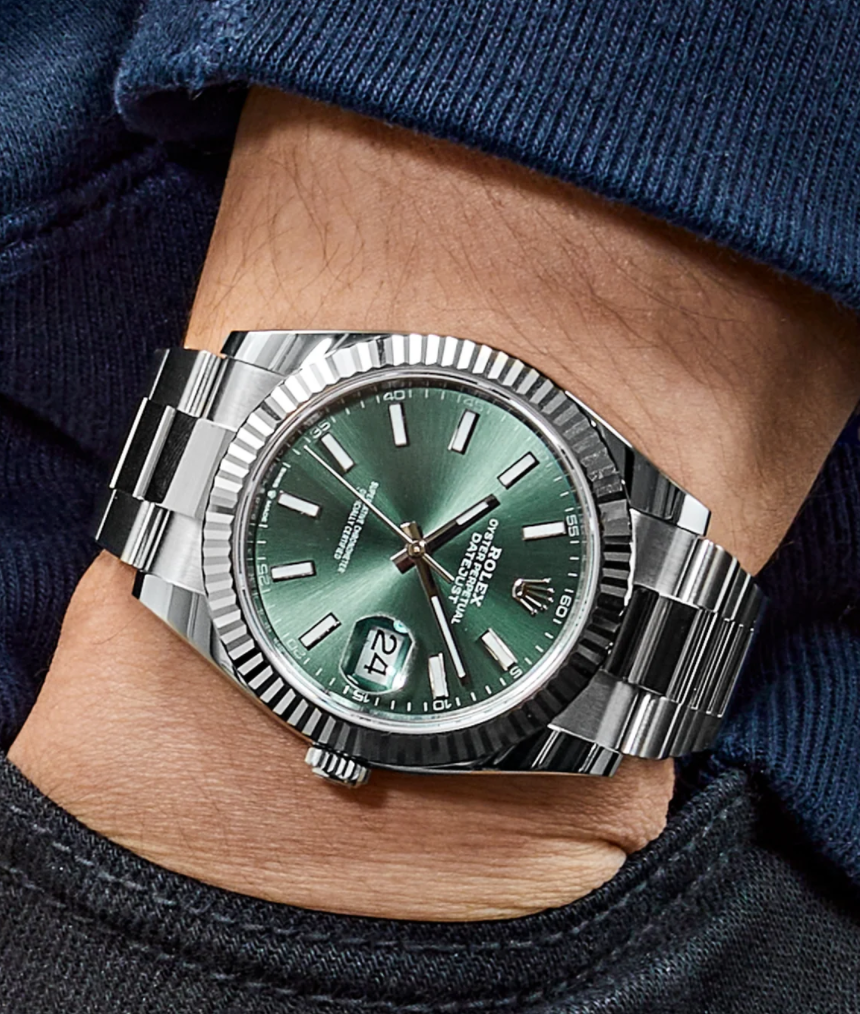 Date just mint green dial 41mm