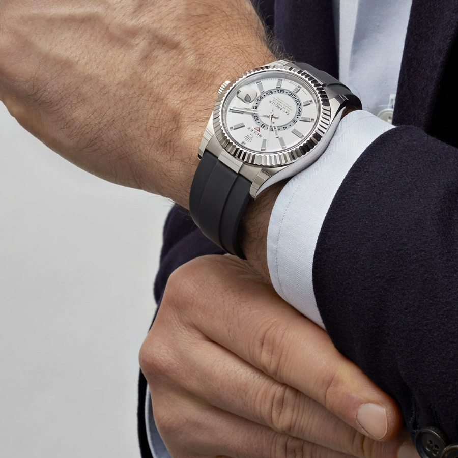 Sky-dweller white dial oysterflex 42mm