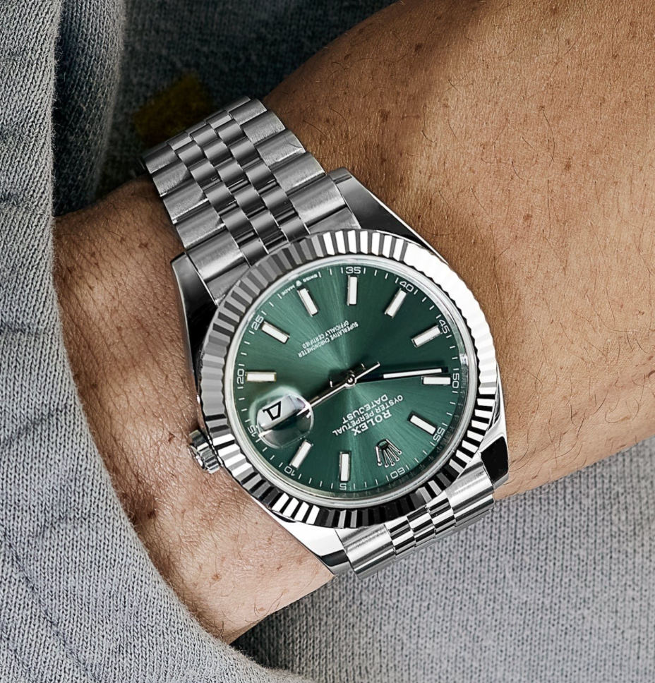 Date just steel green dial 41mm