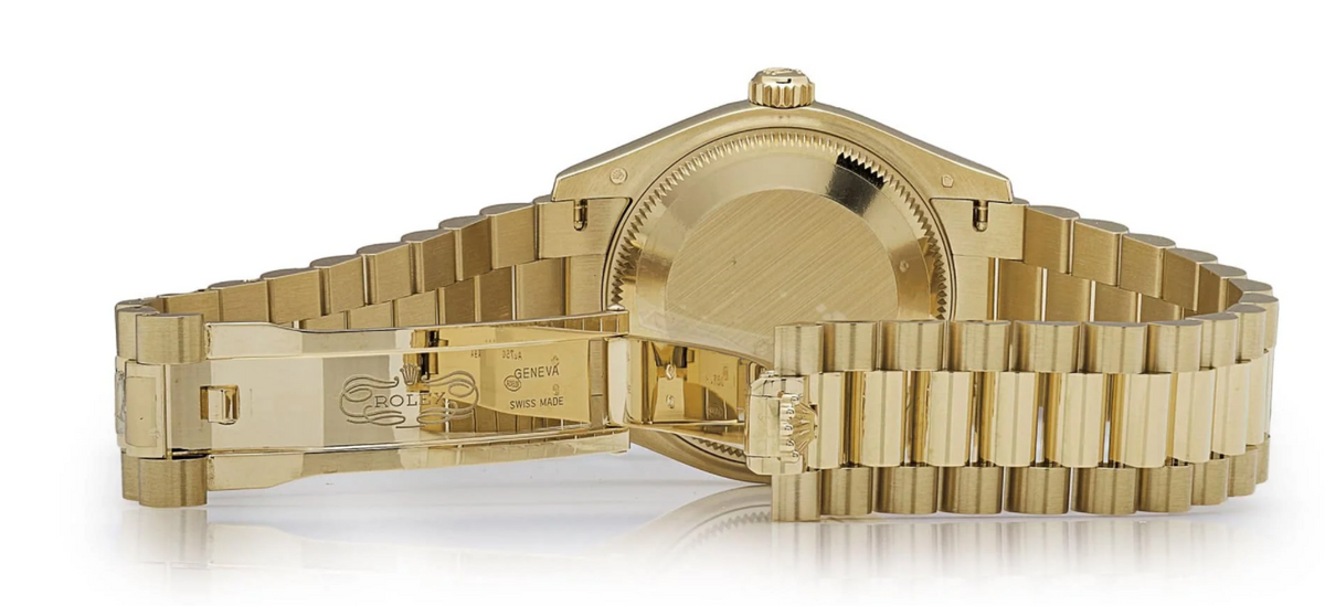 Date just ladies yellow gold diamond green dial 31mm