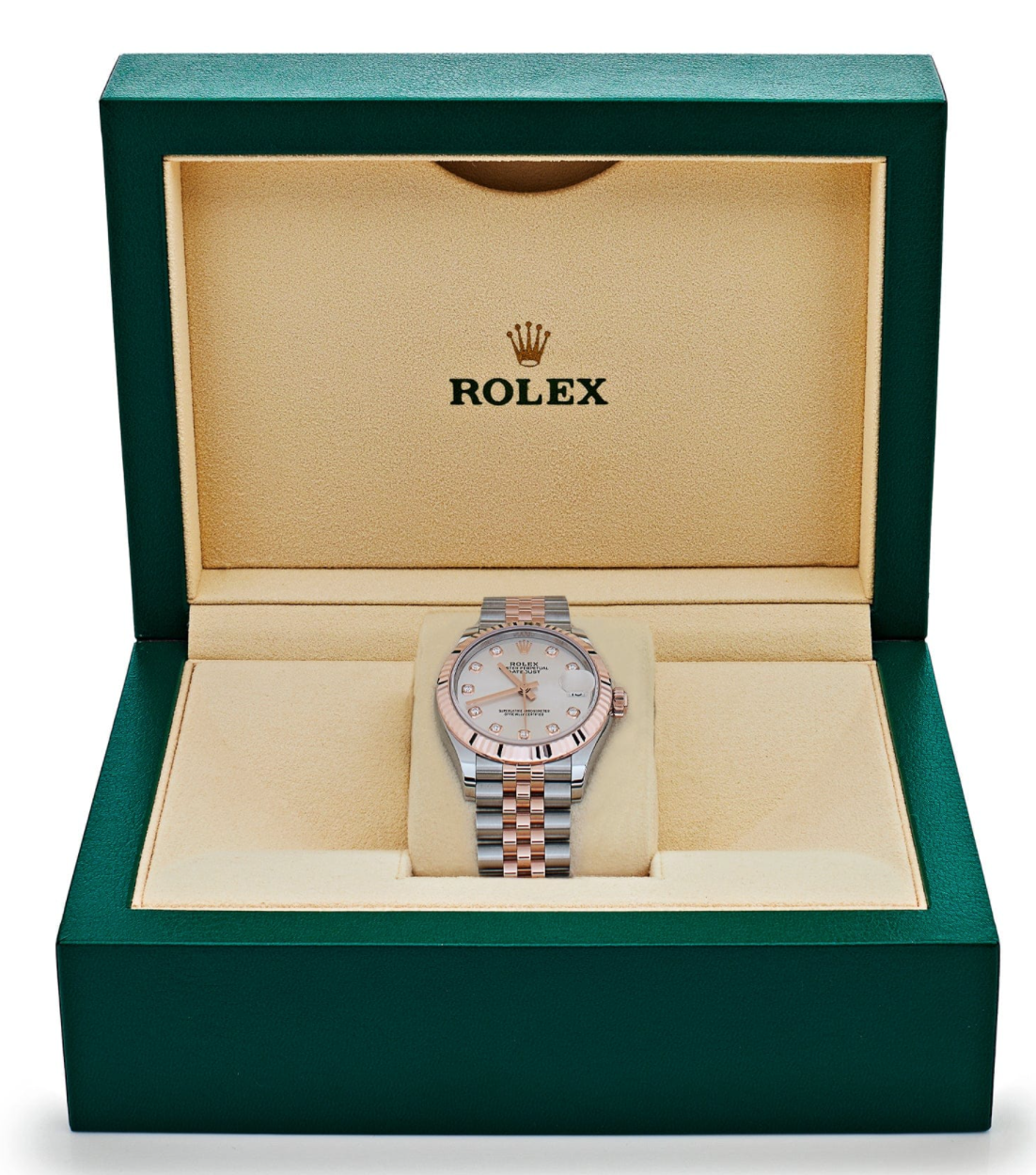 Date just ladies rose gold silver diamond dial 31mm