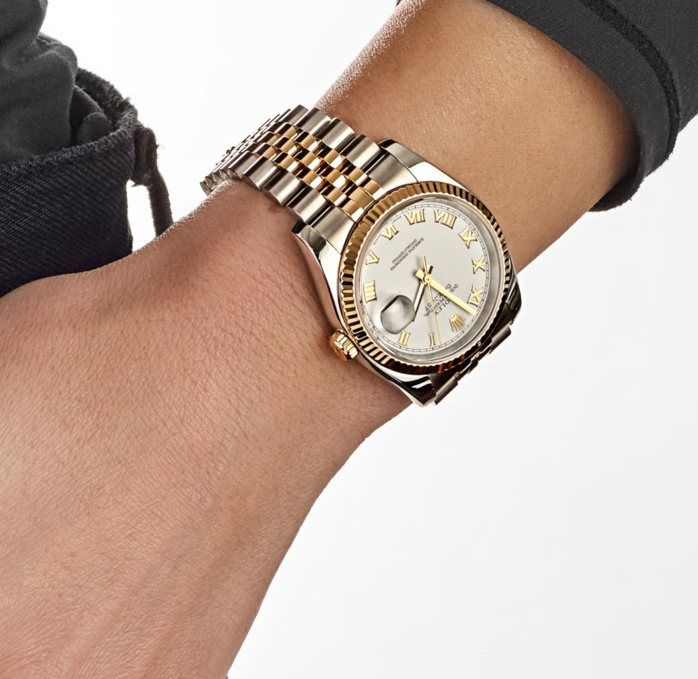 Date just yellow gold white roman dial 41mm