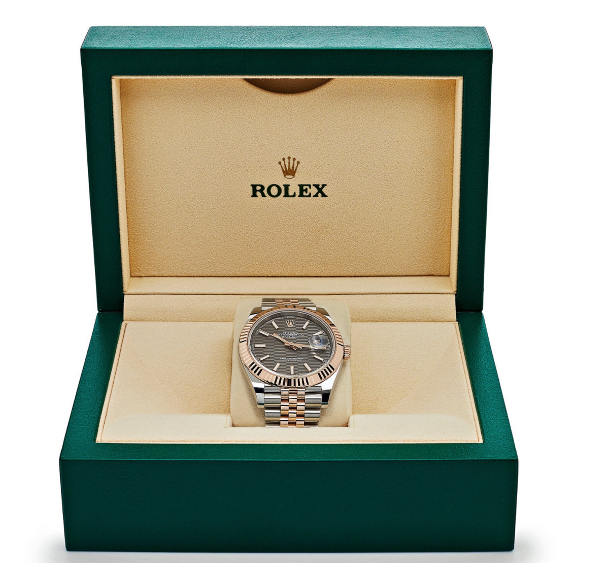Date just rose gold fluted motif dial 41mm