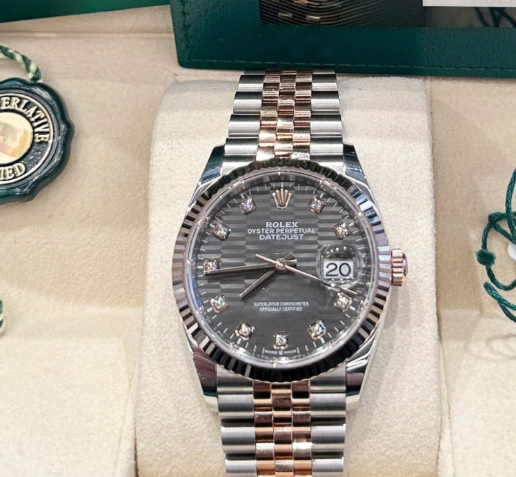 Date just rose gold motif diamond dial 36mm