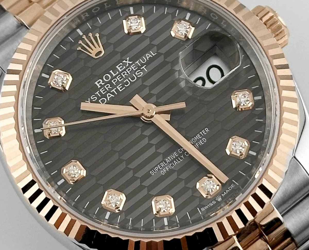 Date just rose gold motif diamond dial 36mm