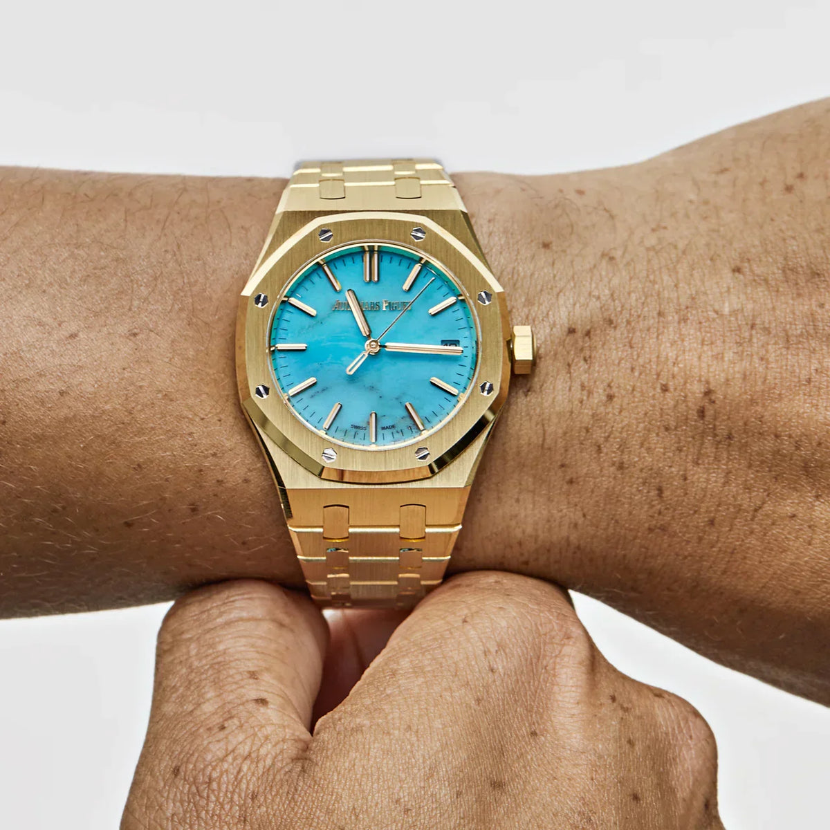 Royal Oak Selfwinding 15550BA.OO.1356BA.01 Yellow Gold Blue Turquoise Dial