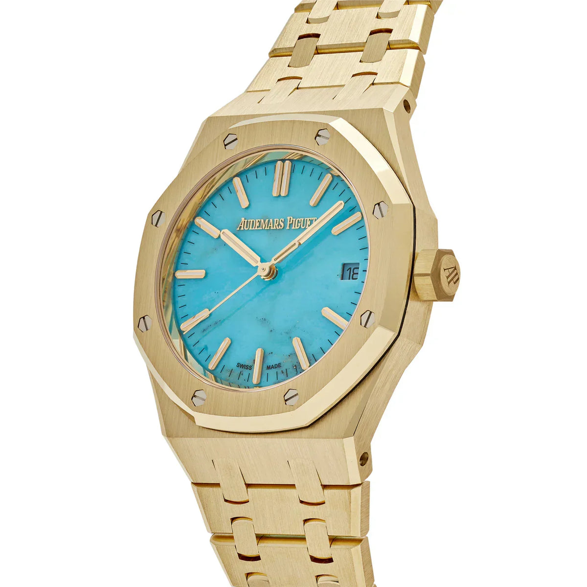 Royal Oak Selfwinding 15550BA.OO.1356BA.01 Yellow Gold Blue Turquoise Dial