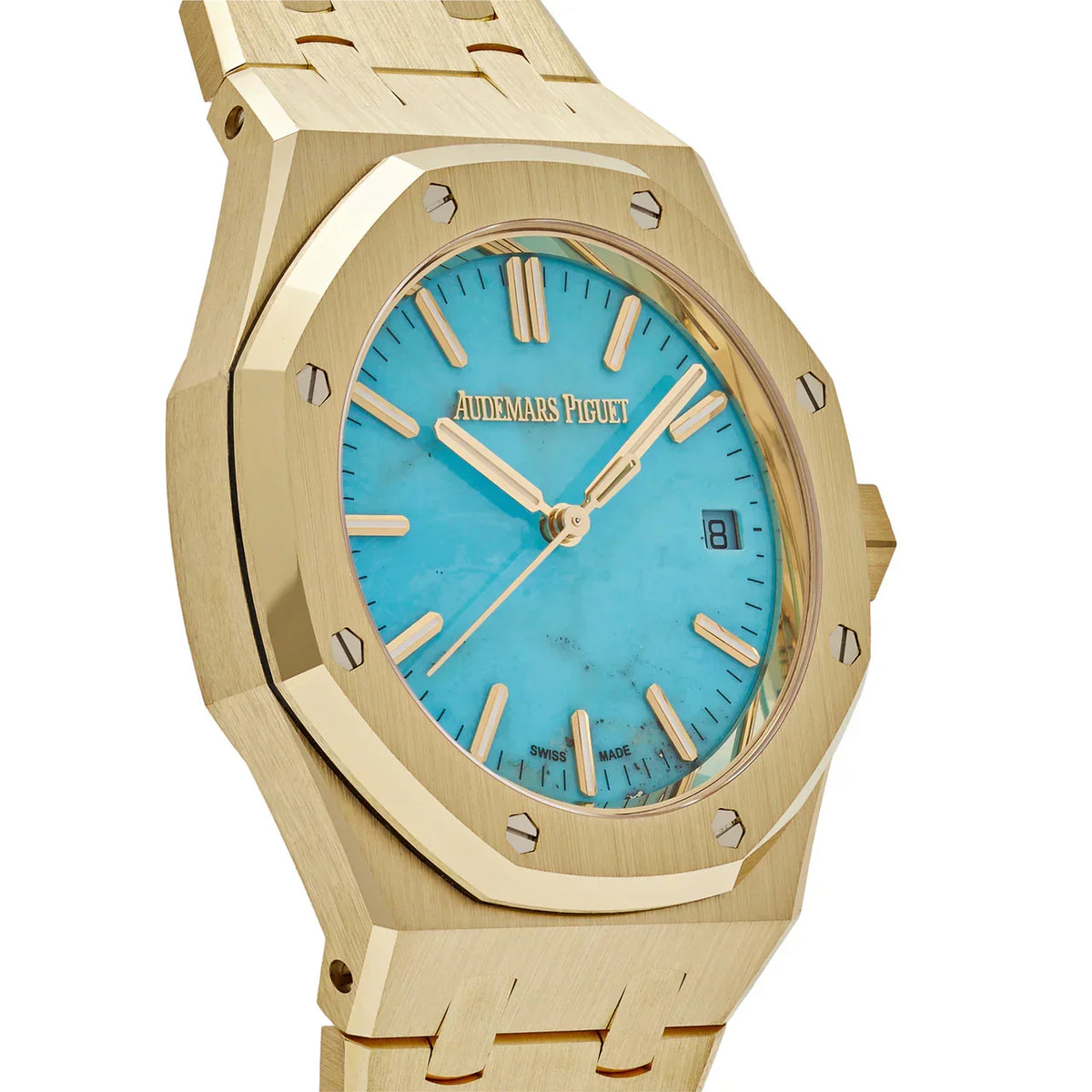 Royal Oak Selfwinding 15550BA.OO.1356BA.01 Yellow Gold Blue Turquoise Dial