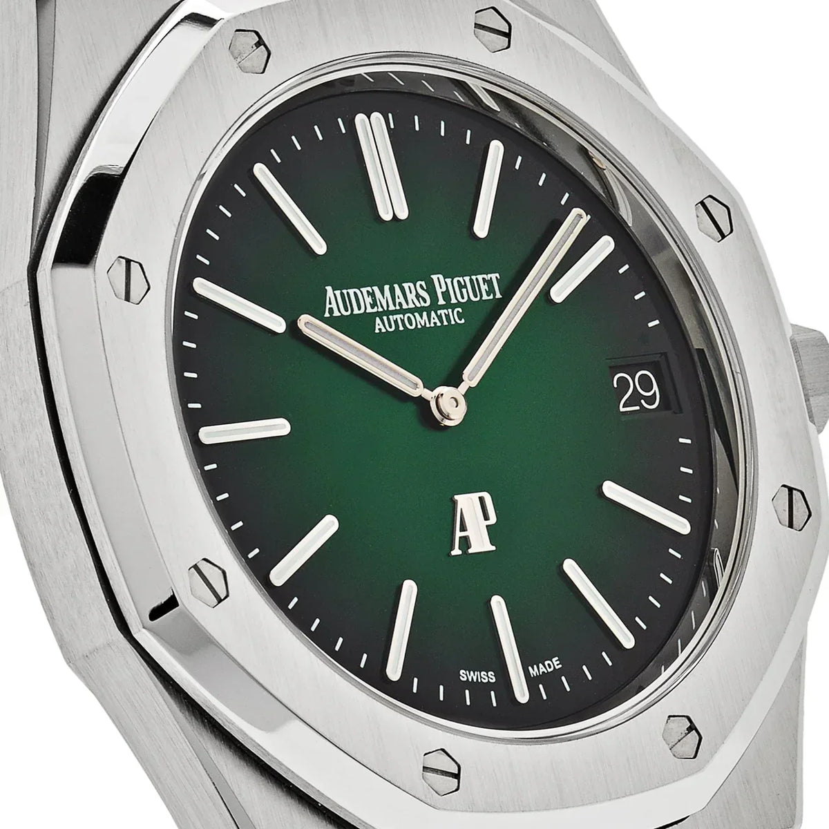 Royal Oak 15202PT.OO.1240PT.01 'Jumbo' Extra-Thin Platinum Green Dial (2021)