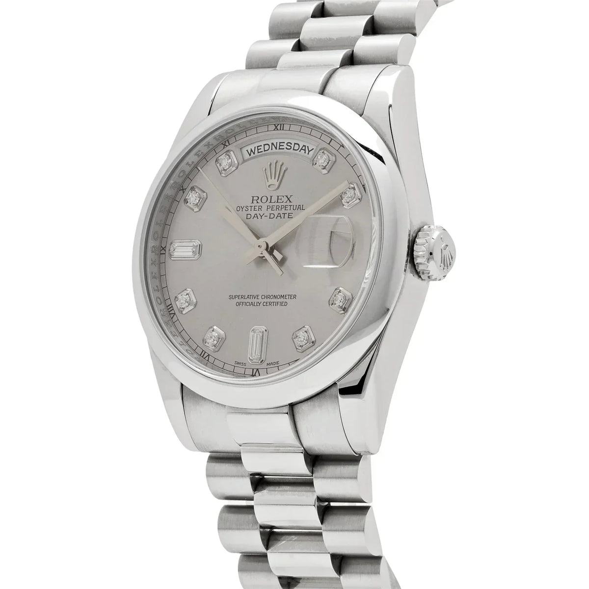 Day-Date ⁠118206 Platinum Silver Diamond Dial (2022)