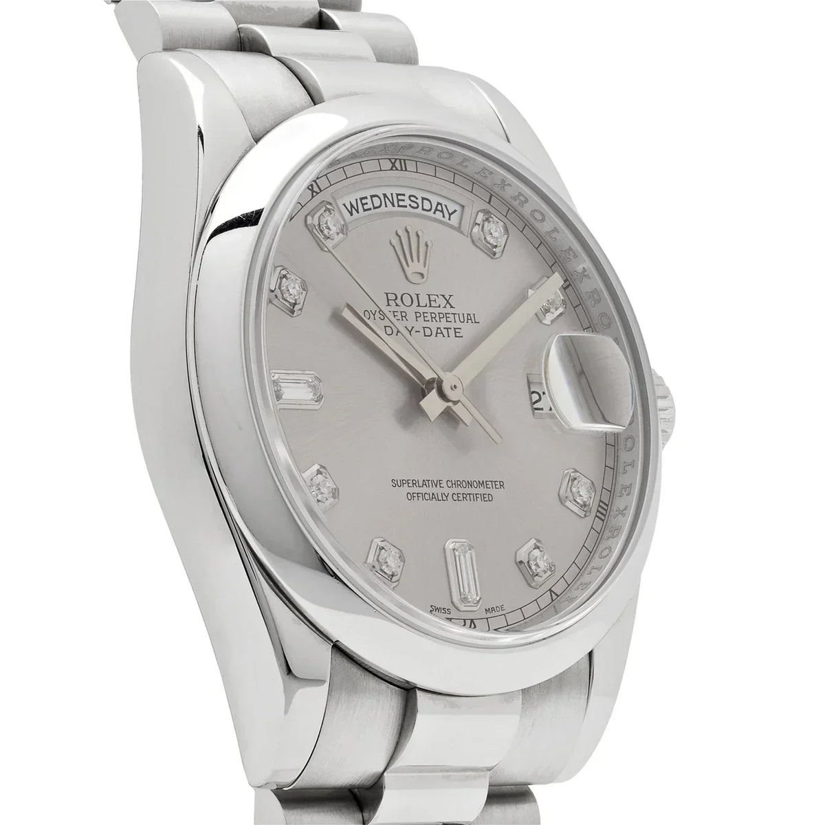 Day-Date ⁠118206 Platinum Silver Diamond Dial (2022)