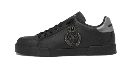 Calfskin nappa Portofino sneakers with crown patch Black