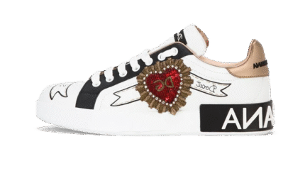 Calfskin Portofino sneakers with embroidery White