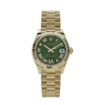 Date just ladies yellow gold diamond green dial 31mm
