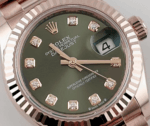 Date just ladies rose gold olive diamond green dial 28mm - Image 3