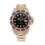 Gmt-master ii rose gold black dial diamond 40mm