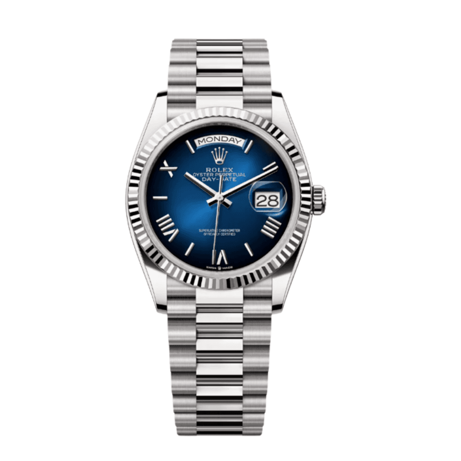 20-Rolexday-datewhitegoldblueombrenumeraldial40mm.png Day-date white gold blue ombre numeral dial 40mm - Image 1