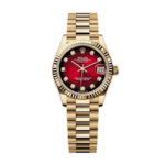Date just ladies yellow gold red ombre diamond dial 31mm