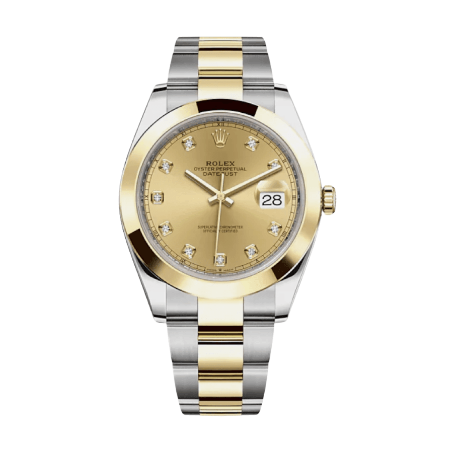 28-datejustyellowgoldchampagnediamonddial41mm.png Date just yellow gold champagne diamond dial 41mm - Image 1