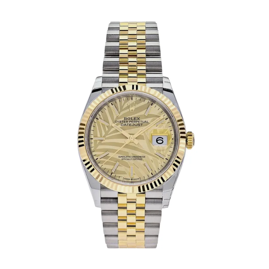 Date just yellow gold palm motif dial 36mm - Image 1