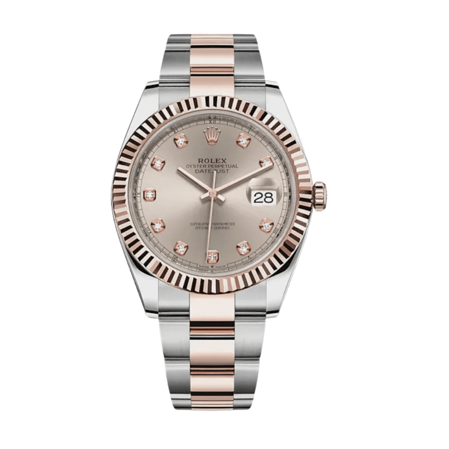 38-Rolexdatejustrosegoldsundustdiamonddial41mm.png Date just rose gold sundust diamond dial 41mm - Image 1