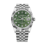 Date just white gold palm motif diamond dial 36mm