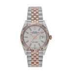 Date just rose gold silver fluted motif dial 36mm