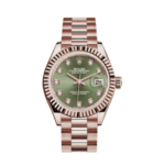 Date just ladies rose gold olive diamond green dial 28mm