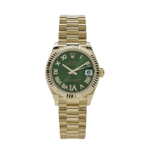 Date just ladies yellow gold diamond green dial 31mm